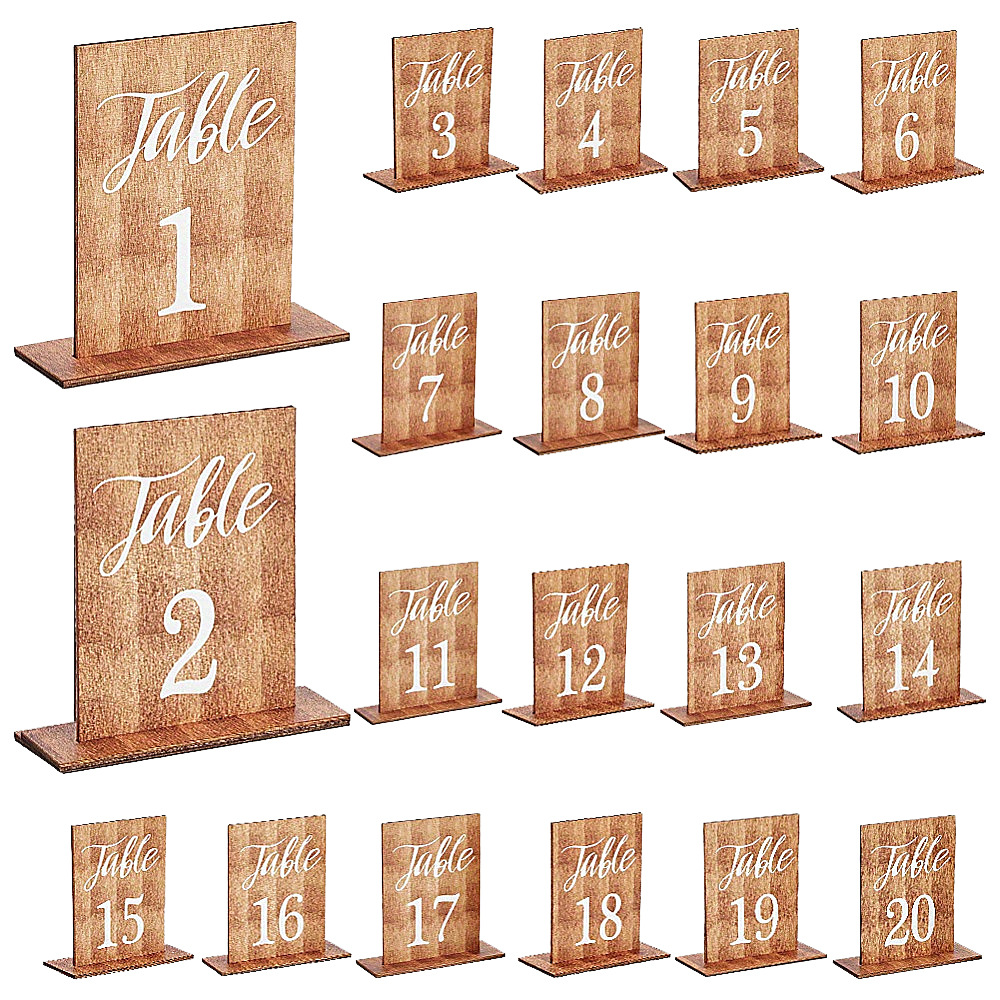 Desk Setup Design - 20 Buah Kartu Nomor Meja Kayu