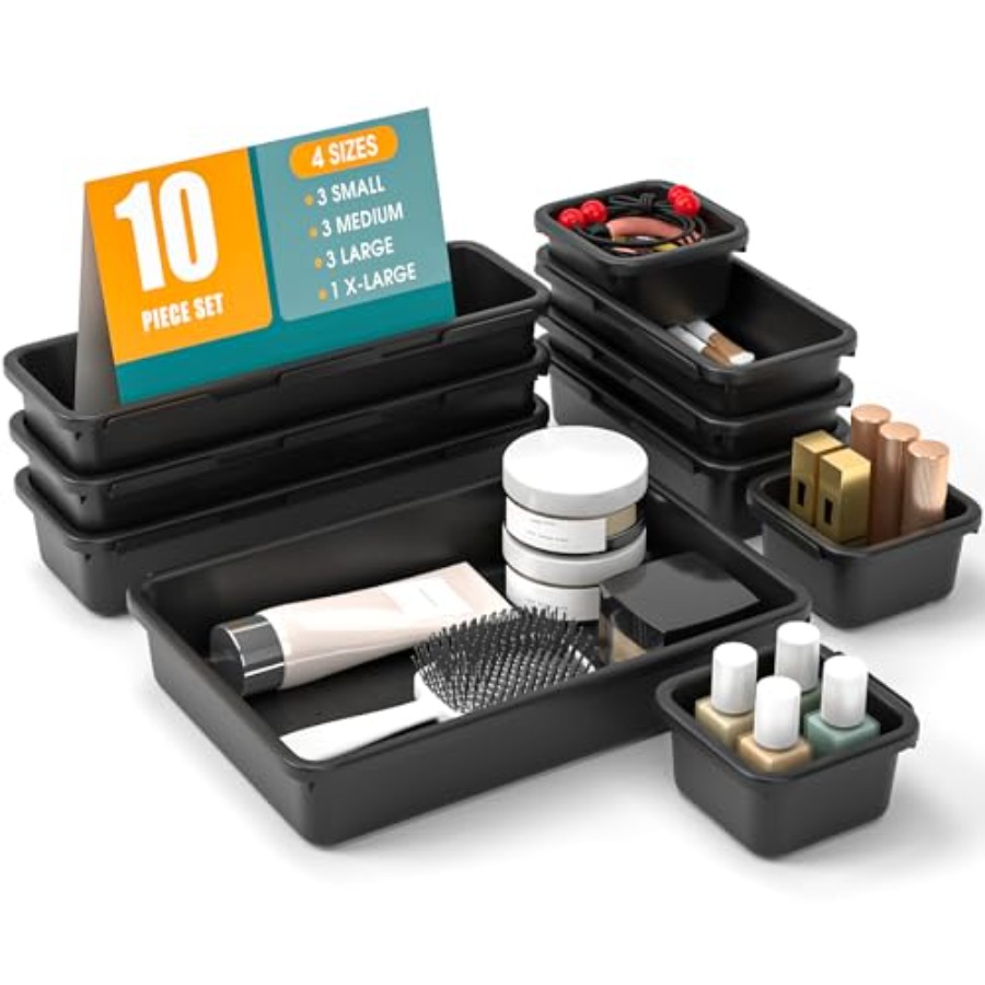 Drawer Organizer Bamboo - 10 PCS Set Organizer Laci, 4