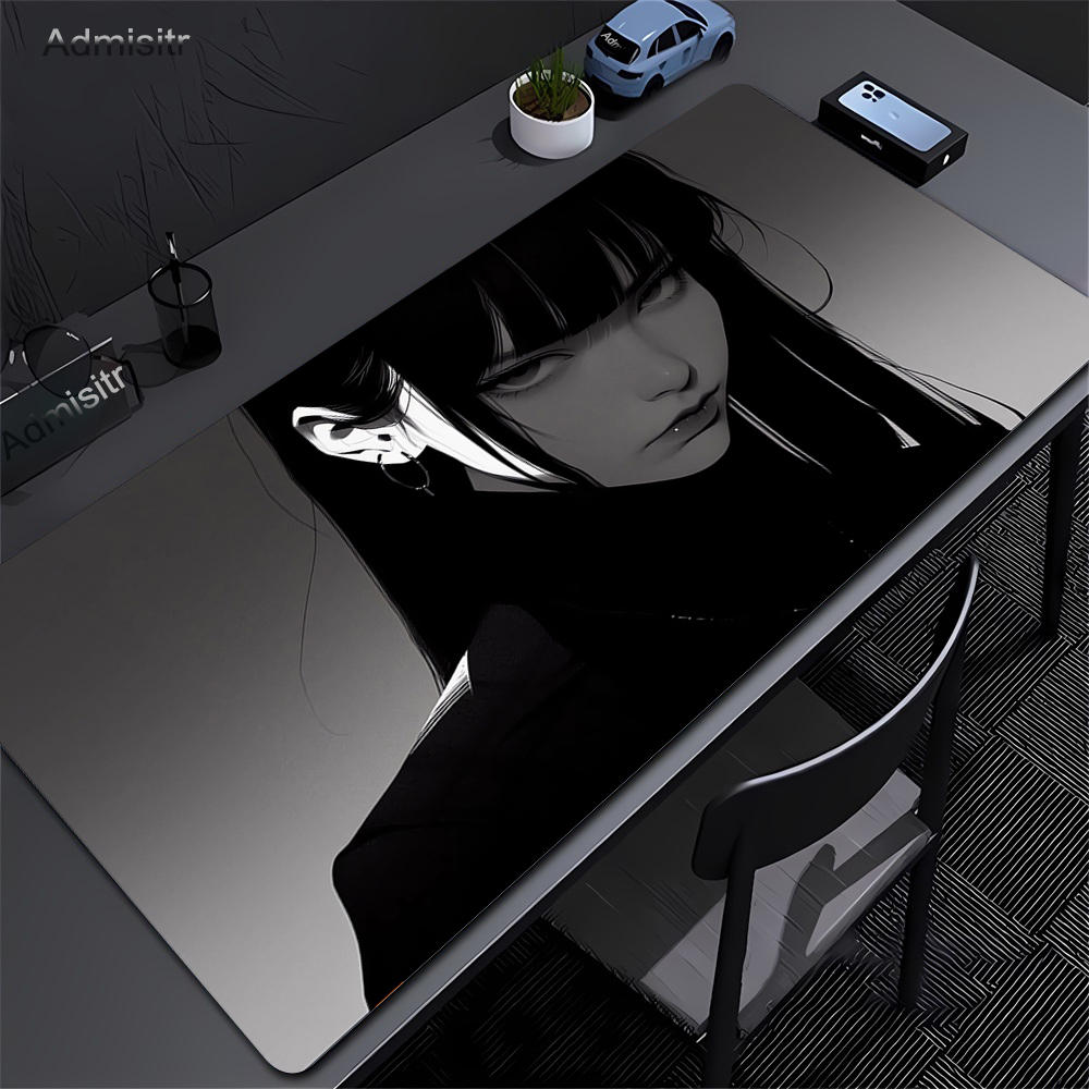 Desk Setup Blue - Alas meja Anime gadis gelap hitam