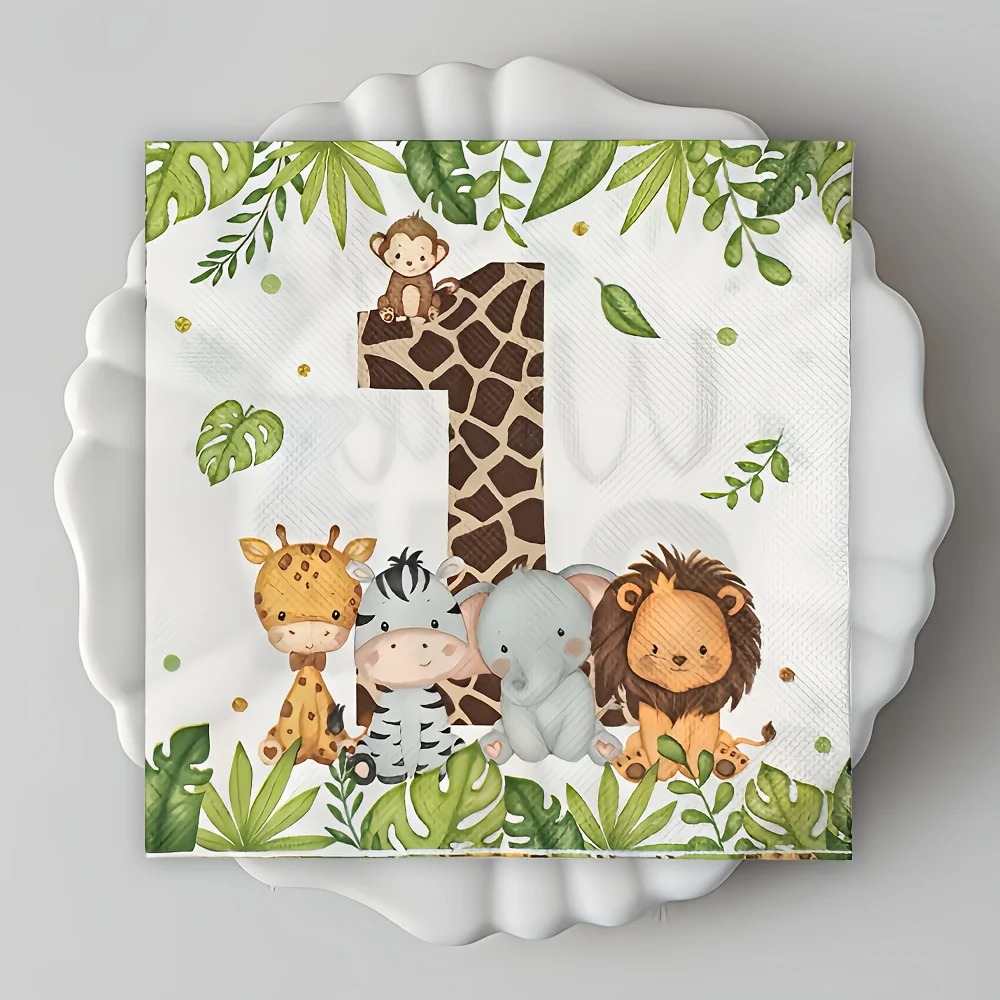 Desk Setup Kids - 20Pcs/Bag Serbet Kertas Motif Hewan Hutan
