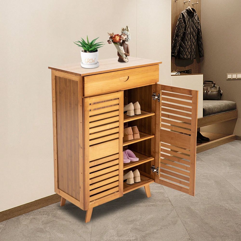 Drawer Organizer Bamboo - Lemari Sepatu Bambu Dengan 2 Pintu