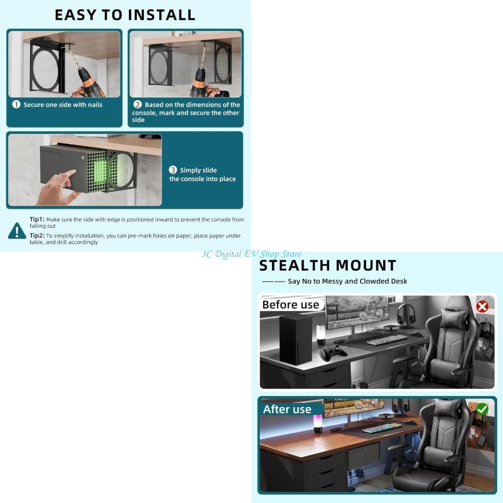 Gaming Desk Setup Xbox - E74D Penyangga Braket Penyimpanan Dudukan Bawah