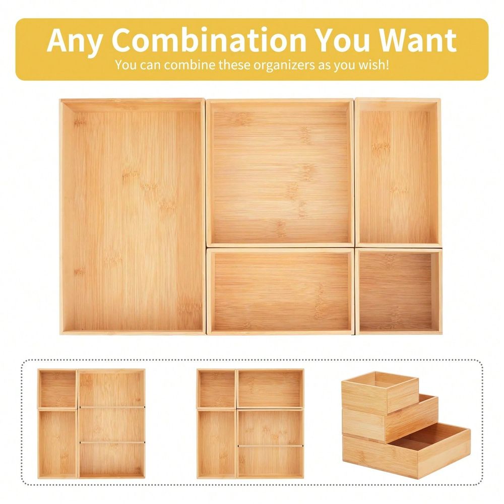 Drawer Organizer Bamboo - Organizer Laci Bambu yang Dapat Disesuaikan,