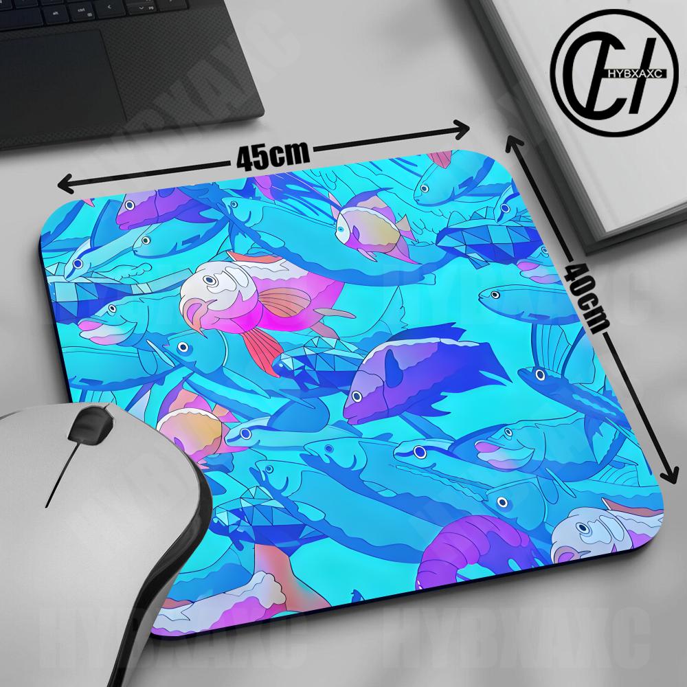 Desk Setup Blue - Alas Mouse HYBXAXC Motif Ikan Lucu,