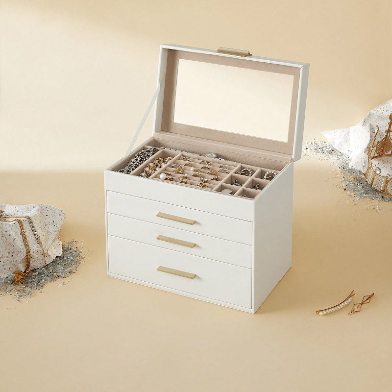 Drawer Organizer Bamboo - Kotak Penyimpanan Perhiasan 4-Lapis yang Ditingkatkan