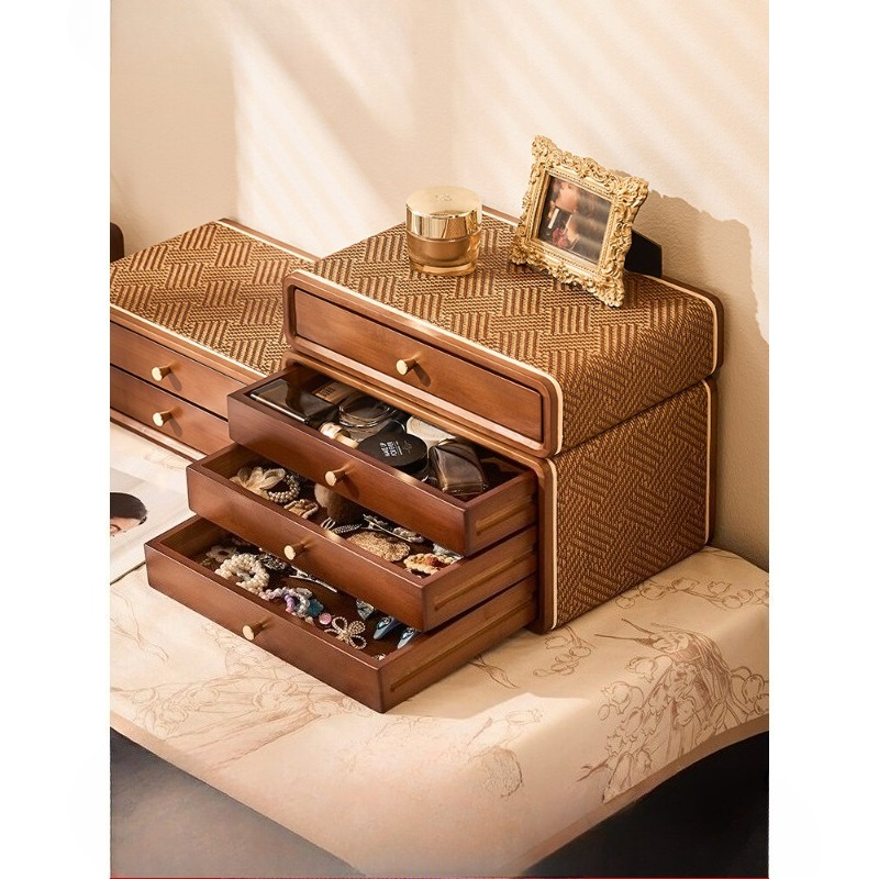 Drawer Organizer Bamboo - Kotak Organizer Meja Laci Vintage, Rak