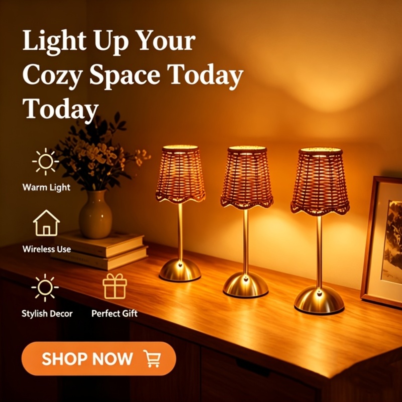 Lampu Meja Seni Anyaman Rotan  - Desk Setup Lamp ulasan dan harga