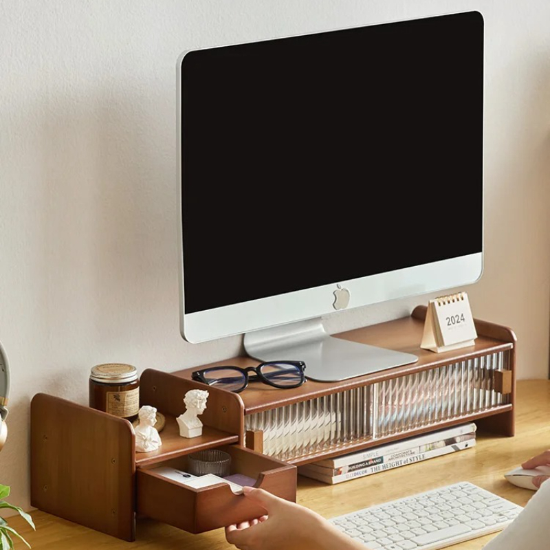 ‌ Dudukan Monitor dengan Laci  - Drawer Organizer Bamboo ulasan dan harga