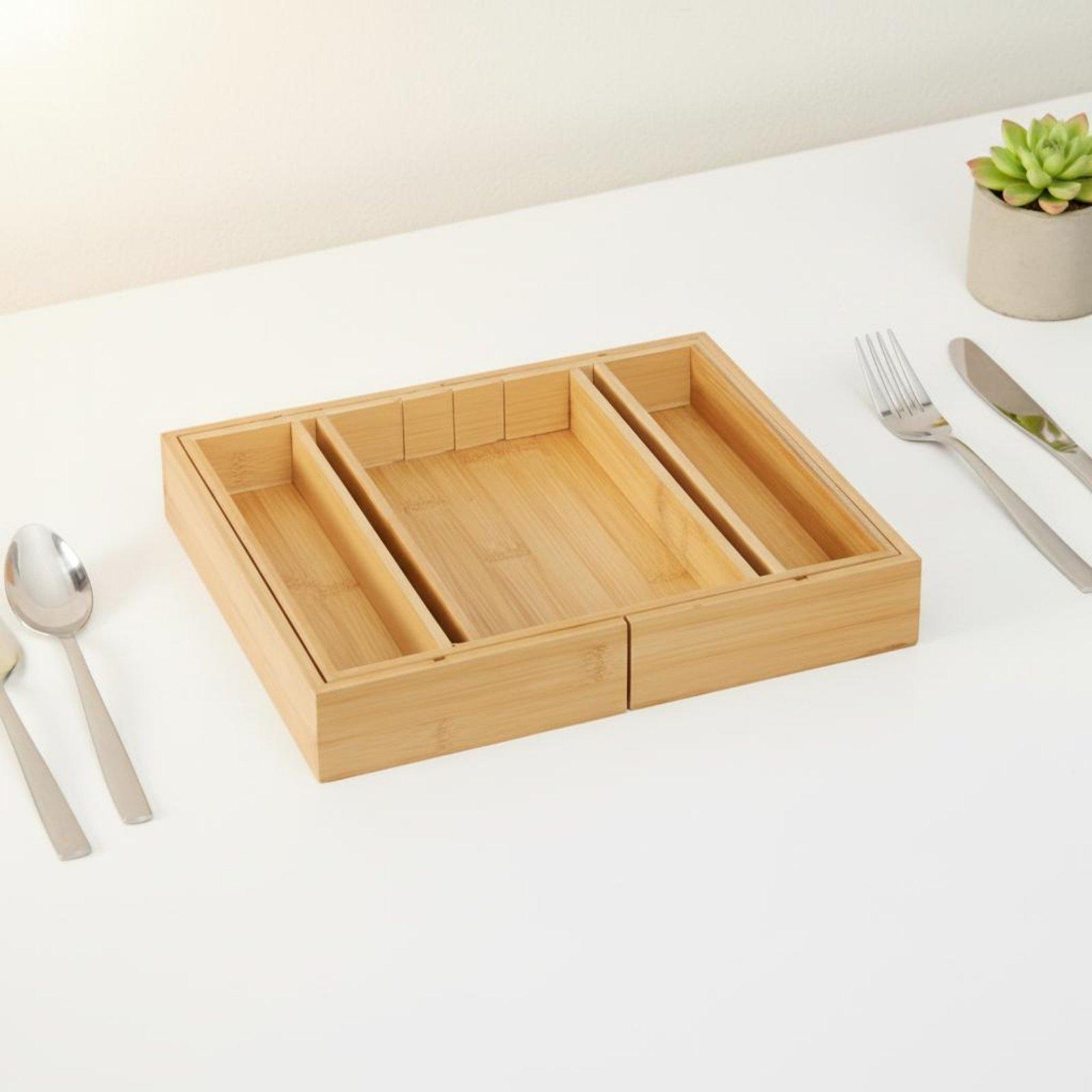 Organizer Laci Peralatan Makan - Drawer Organizer Bamboo ulasan dan harga
