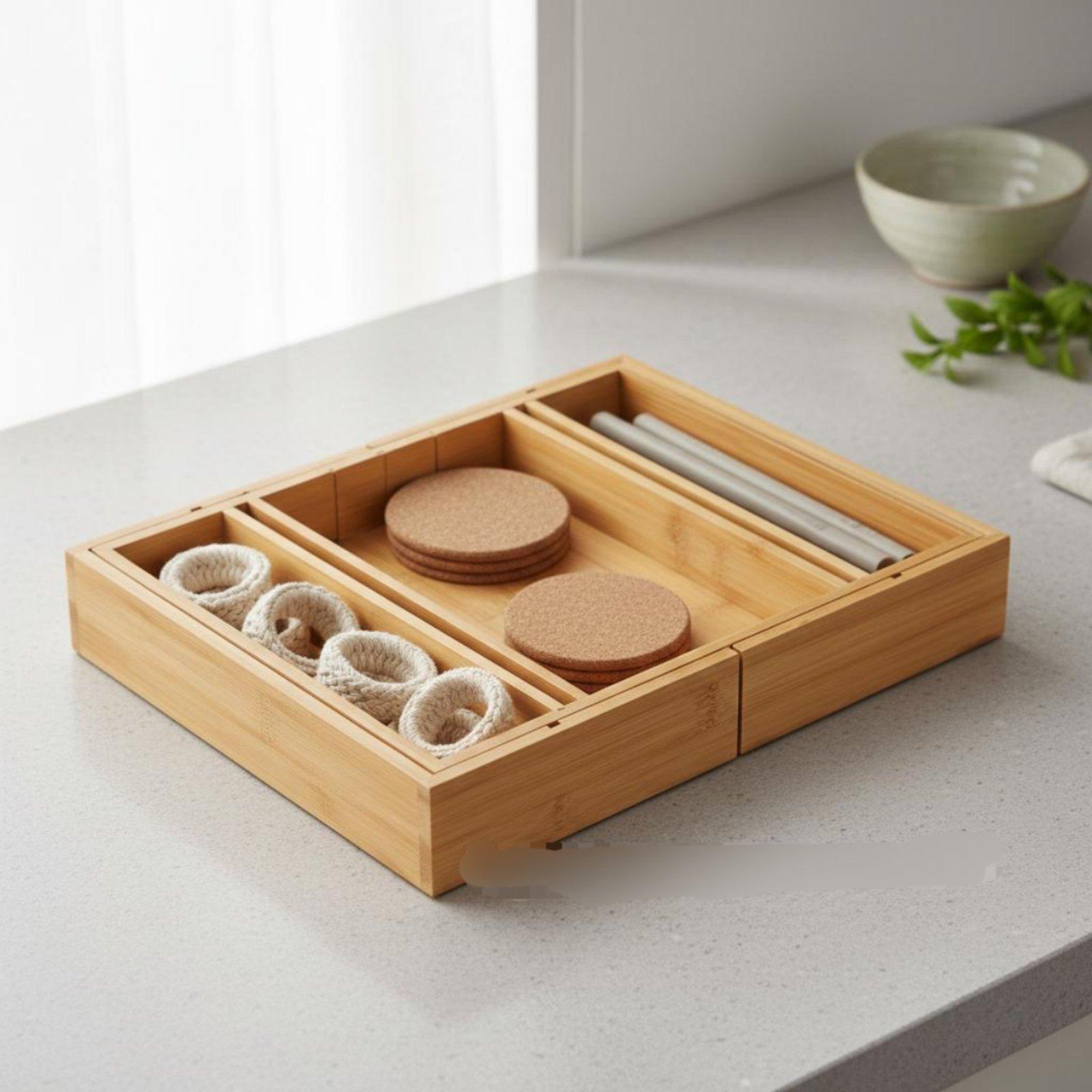 Organizer Laci Peralatan Makan - Drawer Organizer Bamboo ulasan dan harga