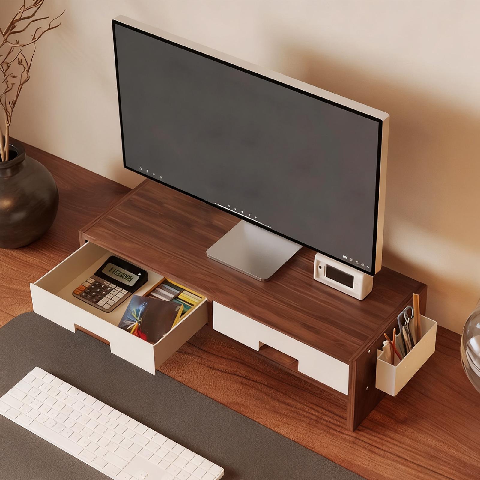 Penyangga Monitor Meja dengan  - Monitor Riser Wood ulasan dan harga