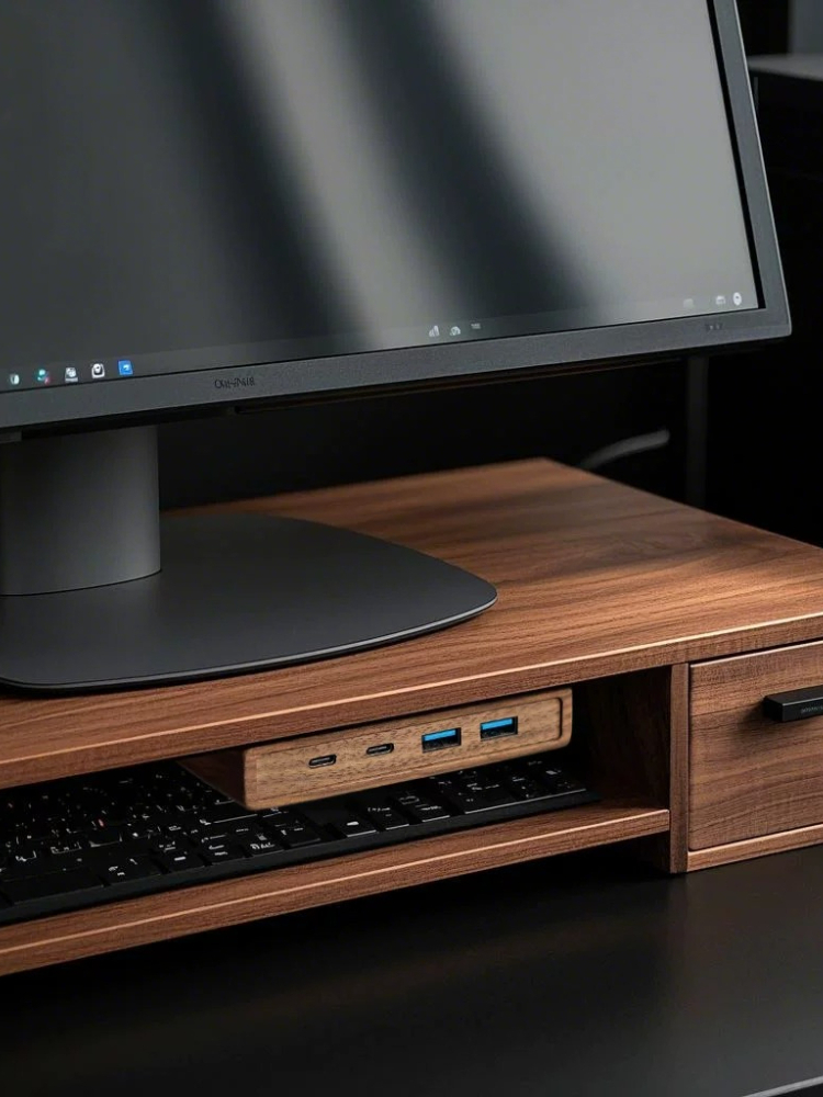 Hub USB 3.2 dengan Dudukan Per - Monitor Riser Wood ulasan dan harga