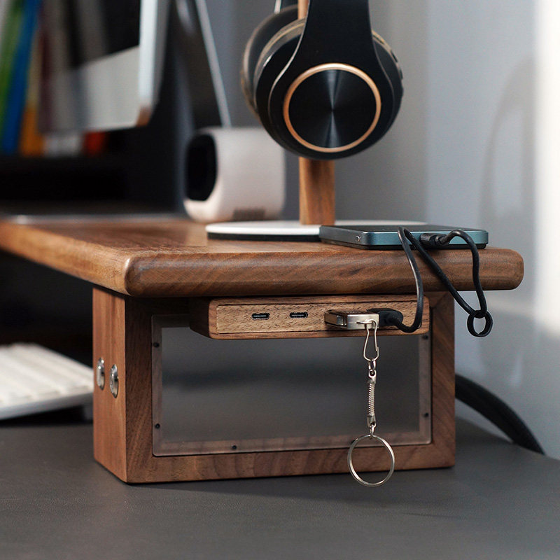 Hub USB 3.2 dengan Dudukan Per - Monitor Riser Wood ulasan dan harga