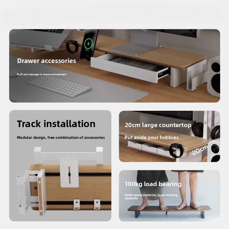 Penyangga Monitor Kayu Solid M - Monitor Riser Wood ulasan dan harga