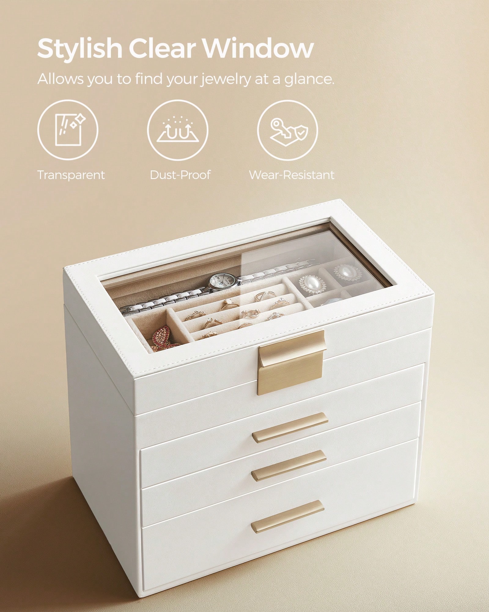 Kotak Penyimpanan Perhiasan 4- - Drawer Organizer Bamboo ulasan dan harga