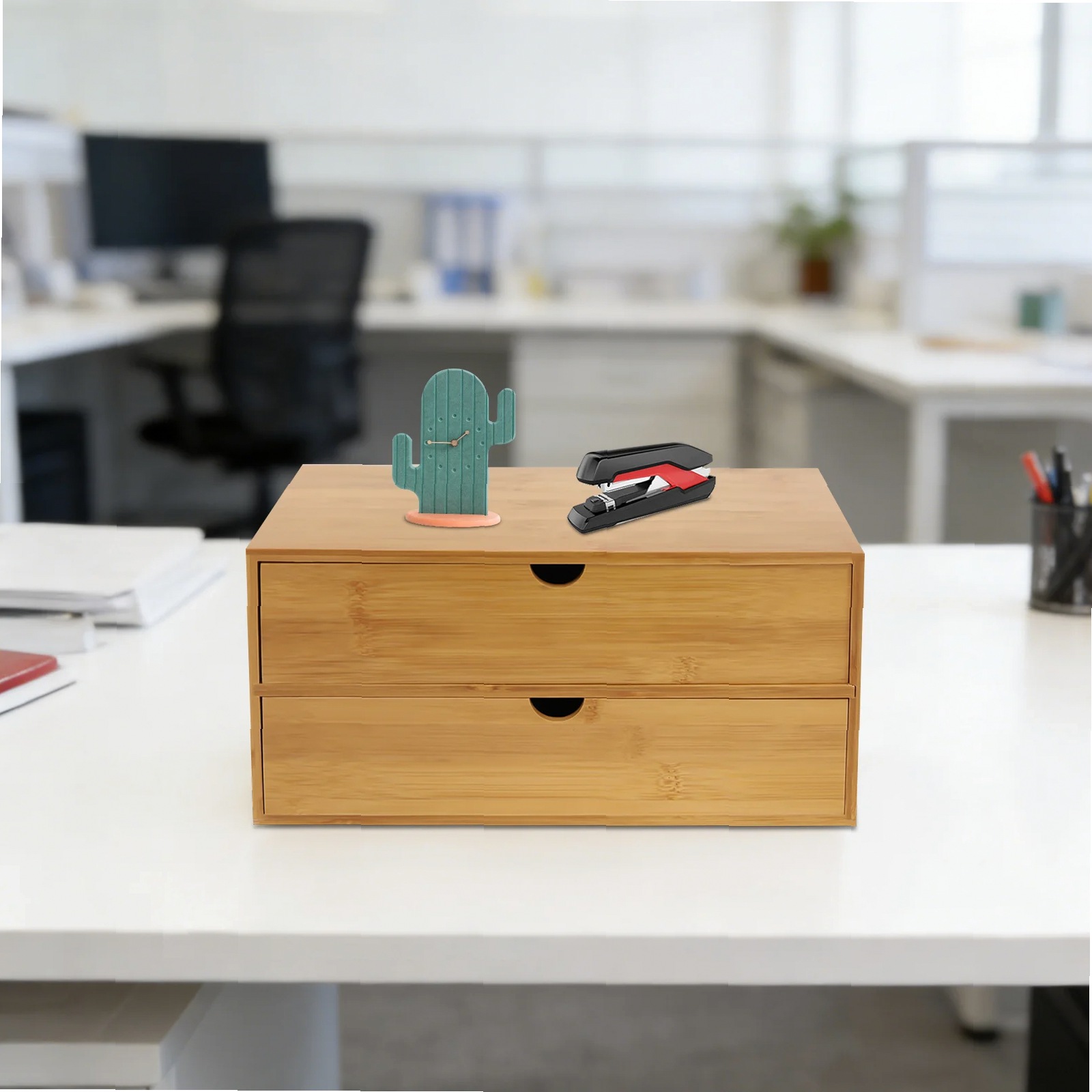 Organizer Meja, Kotak Penyimpa - Drawer Organizer Bamboo ulasan dan harga
